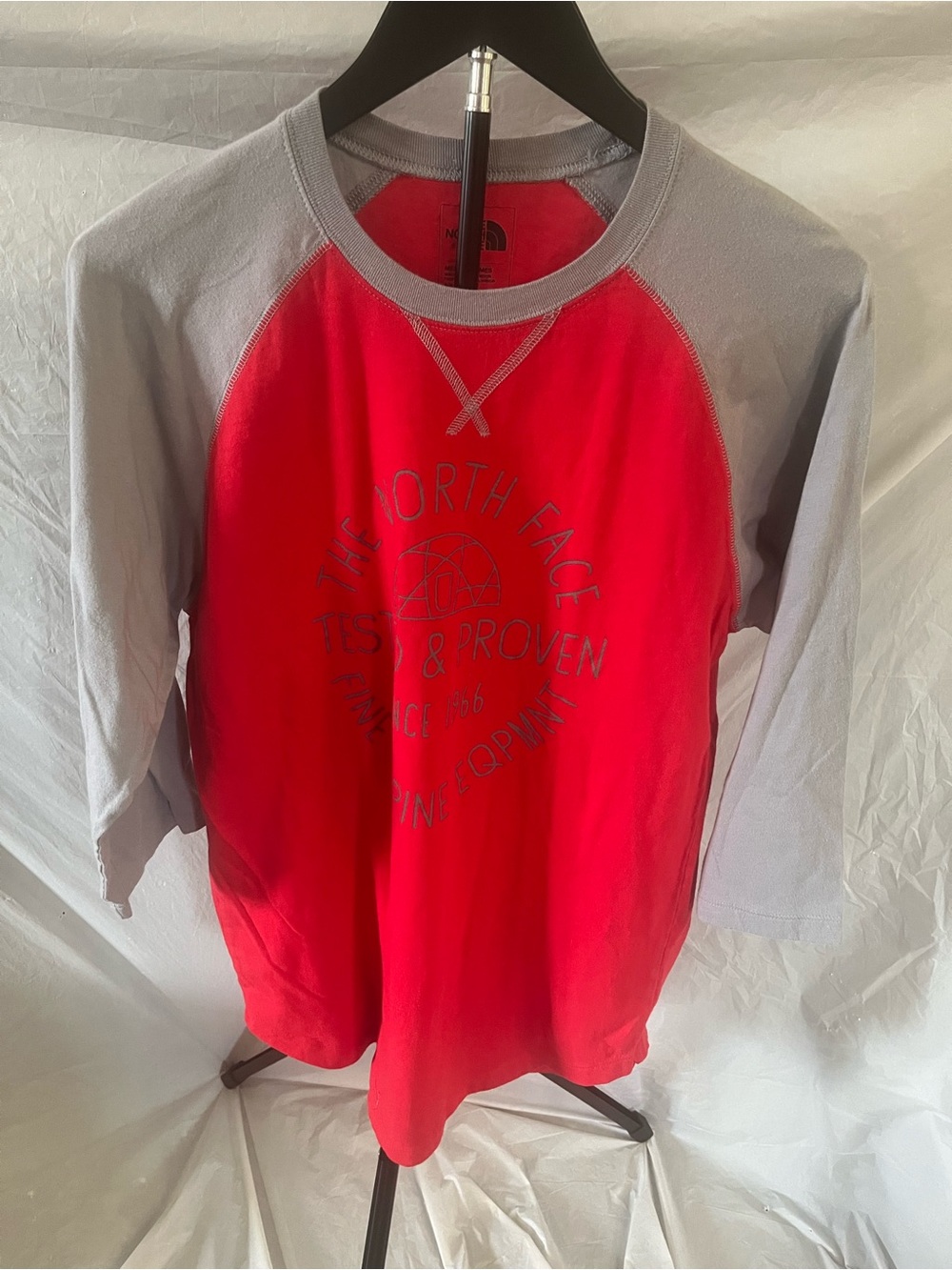 The North Face Red & Gray Raglan Logo Long Sleeve Tee